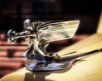 Old Packard, Fine Art Photo, Hood Ornament, Packard Hood Ornament, Retro, Classic Car Art, Gift for Guys, Art for Walls, Soft Gold, Chrome,