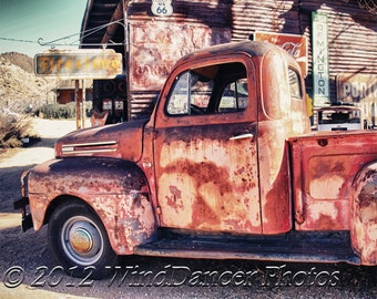 Headin&#39; West, Fine Art Photo, Rusted Pickup Truck, Old Truck, Route 66, Americana, 11 x14 Matted Photo, Man Cave, Retro, Gift for Guys