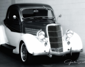 1935 Ford Coupe, Fine Art Photo, Classic Car, 30's Ford Hot Rod, Old Car Photo, Retro, Hot Rod, Black, White, Grays, Wall Art, Gift for Men