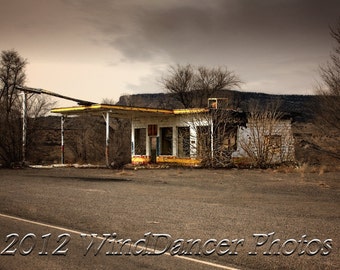 Old Gas Station Route 66 - Fine Art Photo - Route 66 - Gift for Men -  Southwest - Americana - Home Office Decor - 16 x 20 Matted Photo