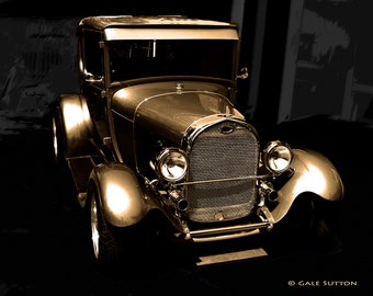 1929 Model A Ford, Fine Art Photo, Classic Car, Gift for Guys, Vintage, Retro, Black, Gold, Art for Walls, Retro Art, Old Model A Ford