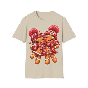 Gingerbread couple shirt winking and laughing, Gingerbread Christmas shirt red image 4