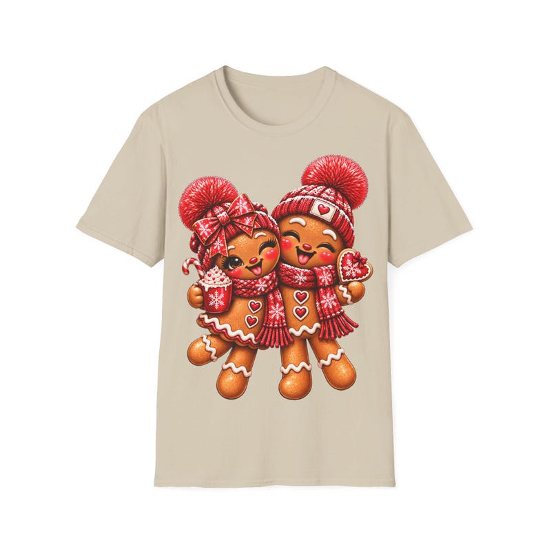 Gingerbread couple shirt winking and laughing, Gingerbread Christmas shirt red image 4