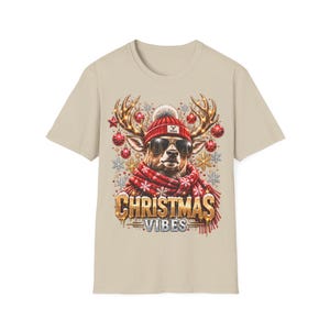 Christmas Vibes Hirsch Shirt, Cooler Hirsch mit Sonnenbrille Weihnachtsshirt Bild 4