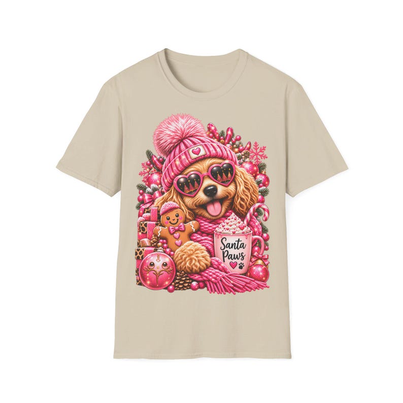 Santa Paws Hunde Shirt Pink, Weihnachtsshirt für Hundemama mit Herzbrille imagen 5