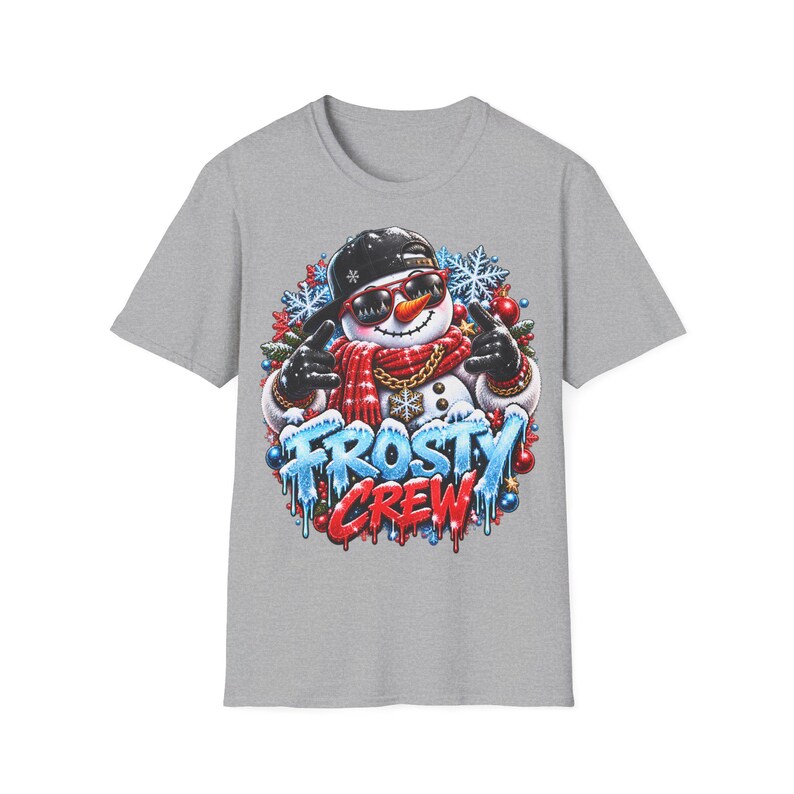 Frosty Crew Sneeuwpop Shirt, Cool Kerstshirt in Streetwear-stijl afbeelding 5