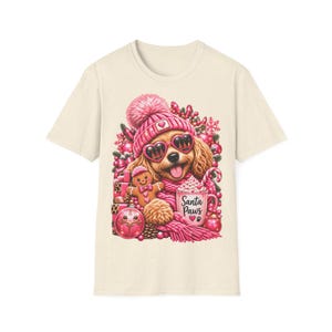 Santa Paws Hunde Shirt Pink, Weihnachtsshirt für Hundemama mit Herzbrille imagen 7