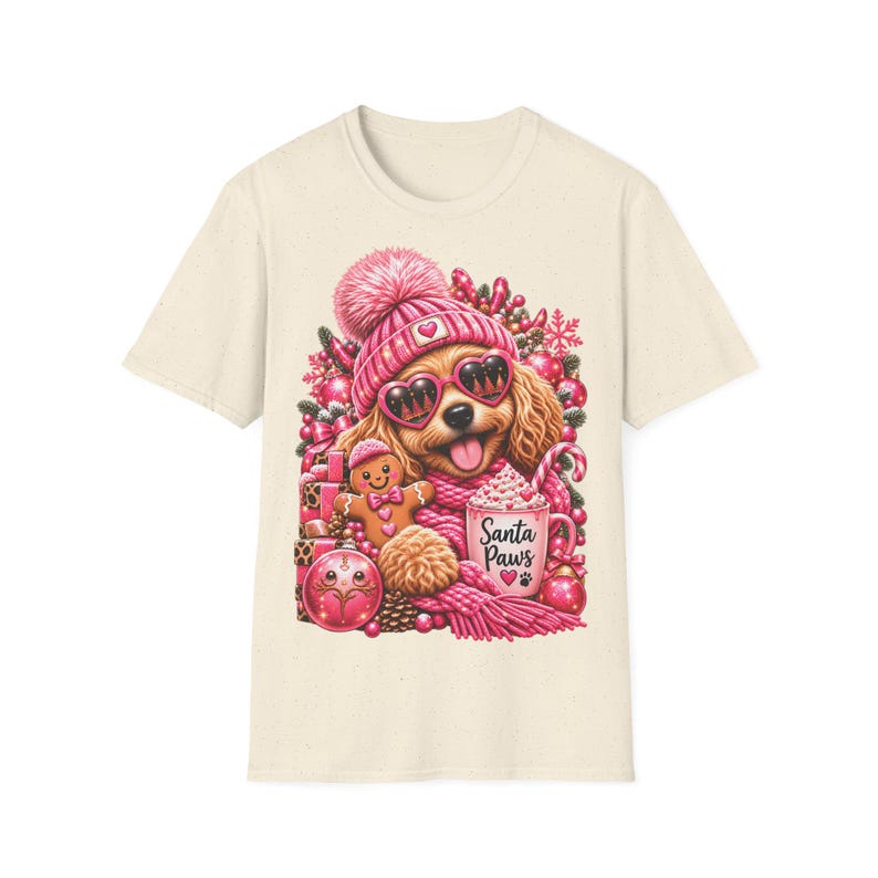 Santa Paws Hunde Shirt Pink, Weihnachtsshirt für Hundemama mit Herzbrille imagen 7