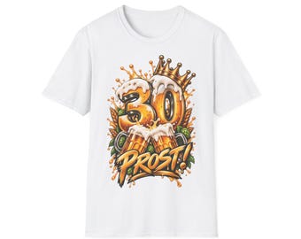 Shirt for men's 30th birthday, 30 Cheers, beer steins gift for beer fans