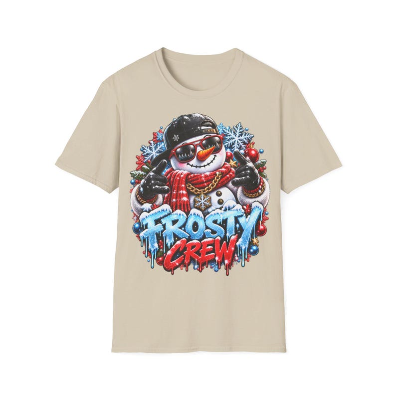 Frosty Crew Sneeuwpop Shirt, Cool Kerstshirt in Streetwear-stijl afbeelding 4