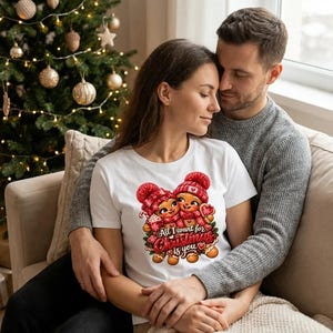 All I want for Christmas is you Shirt, Lebkuchen Pärchen Weihnachtsshirt Geschenk