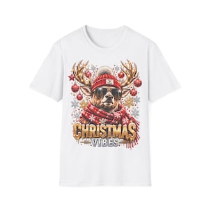 Christmas Vibes Hirsch Shirt, Cooler Hirsch mit Sonnenbrille Weihnachtsshirt Bild 2