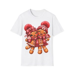 Gingerbread couple shirt winking and laughing, Gingerbread Christmas shirt red image 2