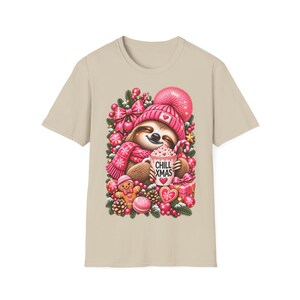 Chill Xmas Faultier Shirt Pink, Weihnachtsshirt Damen mit Kakao Geschenk Bild 4