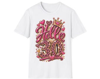 Birthday shirt Hello 30 Pink with leopard print and crown, gift for women