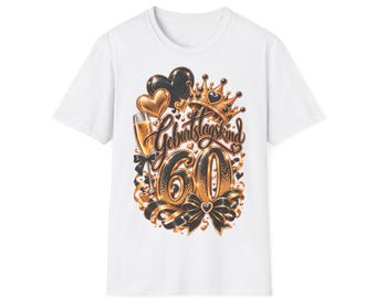 60th birthday shirt, birthday boy/girl T-shirt in gold & black with crown, gift for a 60th birthday