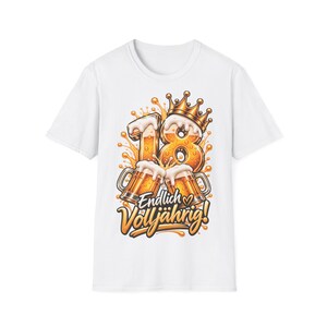 18th Birthday Shirt - Finally an Adult, Birthday Shirt with Beer Mugs and Crown, Gift for an 18th Birthday - Boy or Girl image 1