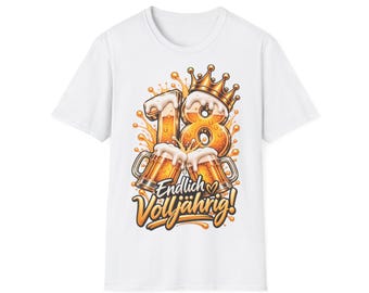 18th Birthday Shirt - Finally an Adult, Birthday Shirt with Beer Mugs and Crown, Gift for an 18th Birthday - Boy or Girl