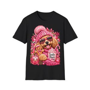 Santa Paws Hunde Shirt Pink, Weihnachtsshirt für Hundemama mit Herzbrille imagen 3
