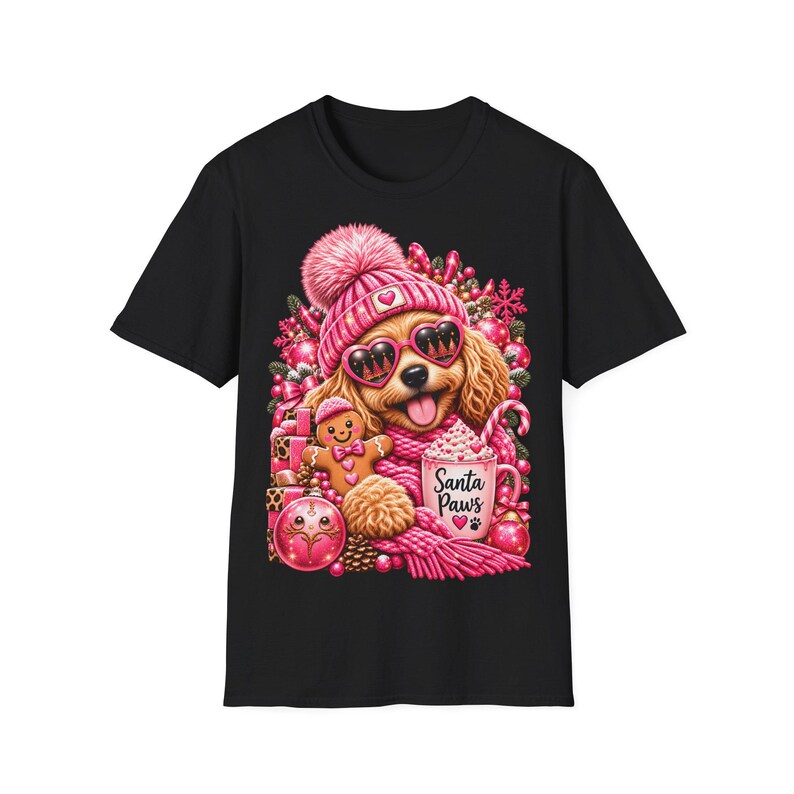 Santa Paws Hunde Shirt Pink, Weihnachtsshirt für Hundemama mit Herzbrille imagen 3