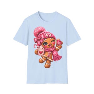 Peperkoekmeisje shirt roze, Peperkoek kerstshirt voor dames met cacao afbeelding 8