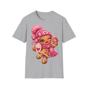 Peperkoekmeisje shirt roze, Peperkoek kerstshirt voor dames met cacao afbeelding 6