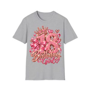 Shirt 18 Birthday Girl, Geschenk zum 18 Geburtstag Mädchen, Krone Schleife Rosa Roségold Bild 4
