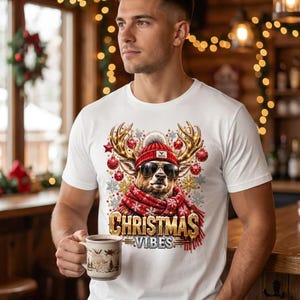 Christmas Vibes Hirsch Shirt, Cooler Hirsch mit Sonnenbrille Weihnachtsshirt