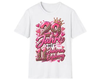 Verjaardagsshirt voor 29-jarigen met 11 jaar ervaring, grappig shirt voor de 40e verjaardag van een vrouw, roze luipaardprint