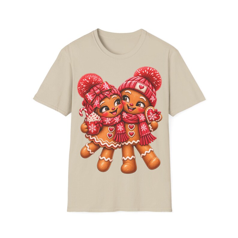 Lebkuchen Pärchen Shirt mit verliebtem Blick, Gingerbread Weihnachtsshirt Geschenk afbeelding 4