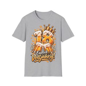 18th Birthday Shirt - Finally an Adult, Birthday Shirt with Beer Mugs and Crown, Gift for an 18th Birthday - Boy or Girl image 3