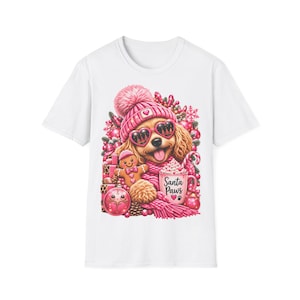 Santa Paws Hunde Shirt Pink, Weihnachtsshirt für Hundemama mit Herzbrille imagen 2