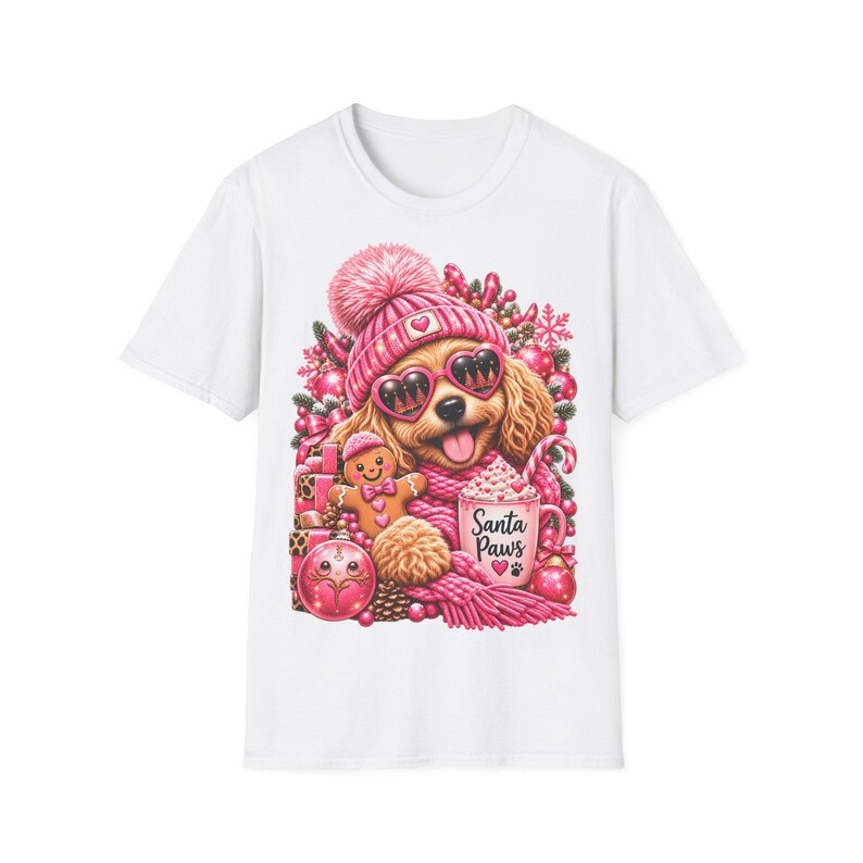 Santa Paws Hunde Shirt Pink, Weihnachtsshirt für Hundemama mit Herzbrille imagen 2