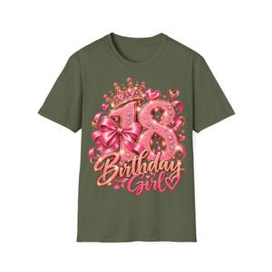 Shirt 18 Birthday Girl, Geschenk zum 18 Geburtstag Mädchen, Krone Schleife Rosa Roségold Bild 6