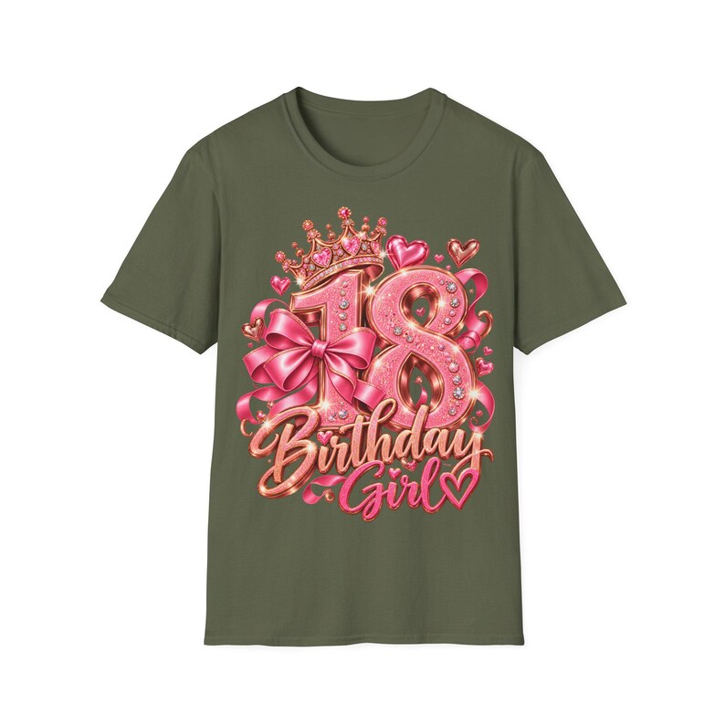 Shirt 18 Birthday Girl, Geschenk zum 18 Geburtstag Mädchen, Krone Schleife Rosa Roségold Bild 6