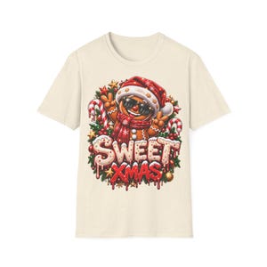 Sweet Xmas Gingerbread Shirt, Cool Gingerbread Man with Sunglasses Christmas Shirt image 6