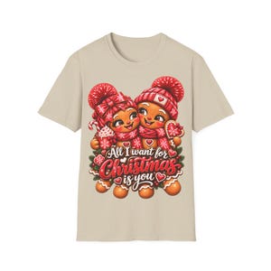 クリスマスに欲しいのはあなただけTシャツ、ジンジャーブレッドカップルのクリスマスTシャツギフト 画像 4