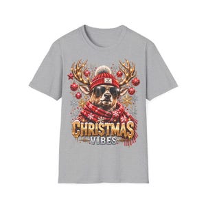 Christmas Vibes Hirsch Shirt, Cooler Hirsch mit Sonnenbrille Weihnachtsshirt Bild 5