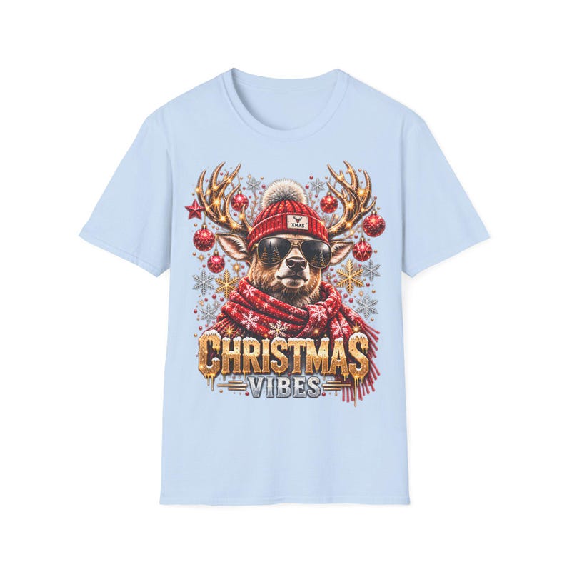 Christmas Vibes Hirsch Shirt, Cooler Hirsch mit Sonnenbrille Weihnachtsshirt Bild 7