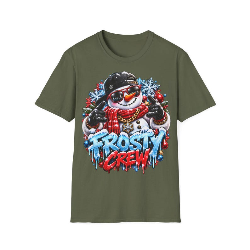Frosty Crew Sneeuwpop Shirt, Cool Kerstshirt in Streetwear-stijl afbeelding 3