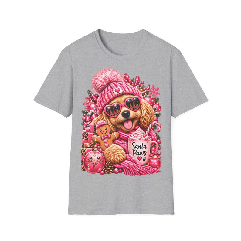 Santa Paws Hunde Shirt Pink, Weihnachtsshirt für Hundemama mit Herzbrille imagen 6