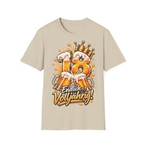 18th Birthday Shirt - Finally an Adult, Birthday Shirt with Beer Mugs and Crown, Gift for an 18th Birthday - Boy or Girl image 2