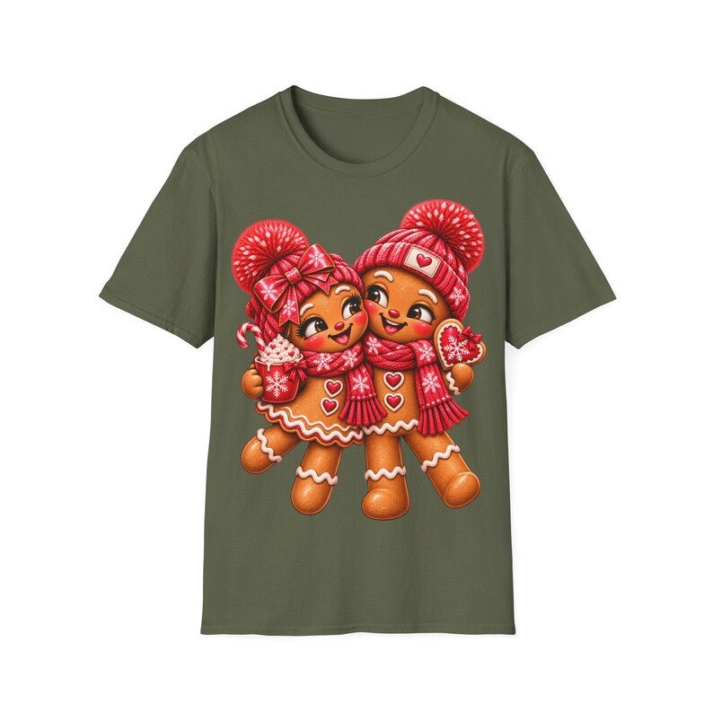 Lebkuchen Pärchen Shirt mit verliebtem Blick, Gingerbread Weihnachtsshirt Geschenk afbeelding 3
