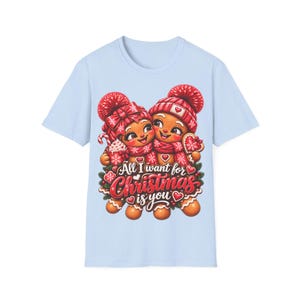 クリスマスに欲しいのはあなただけTシャツ、ジンジャーブレッドカップルのクリスマスTシャツギフト 画像 7