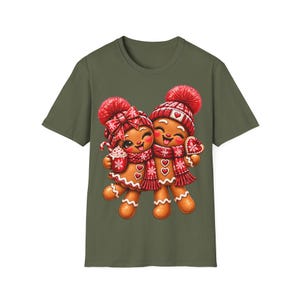 Gingerbread couple shirt winking and laughing, Gingerbread Christmas shirt red image 3