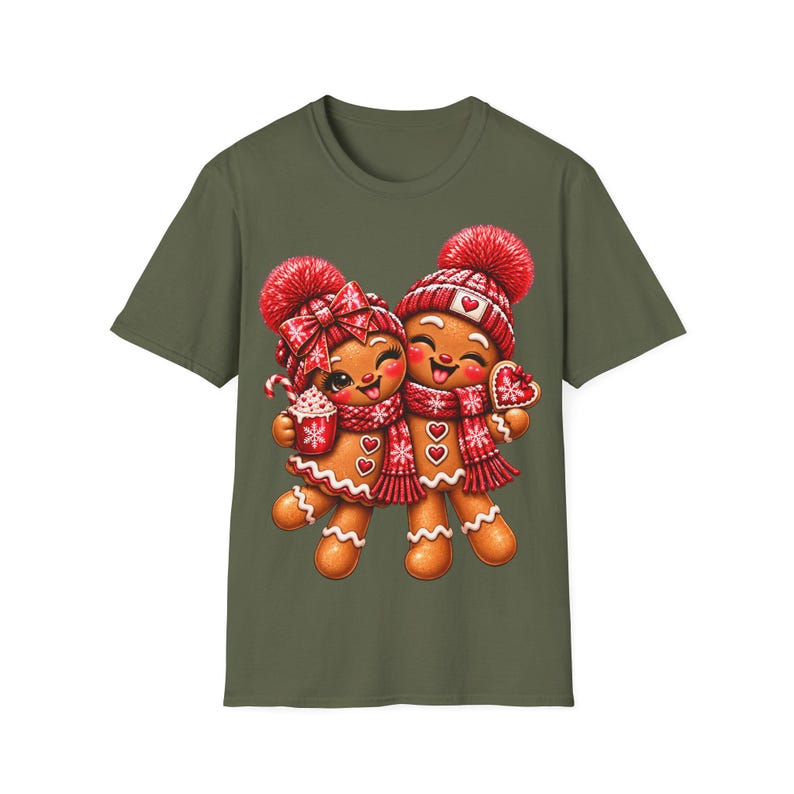 Gingerbread couple shirt winking and laughing, Gingerbread Christmas shirt red image 3