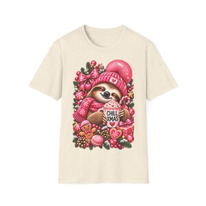 Chill Xmas Faultier Shirt Pink, Weihnachtsshirt Damen mit Kakao Geschenk Bild 6