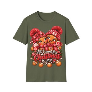 クリスマスに欲しいのはあなただけTシャツ、ジンジャーブレッドカップルのクリスマスTシャツギフト 画像 3