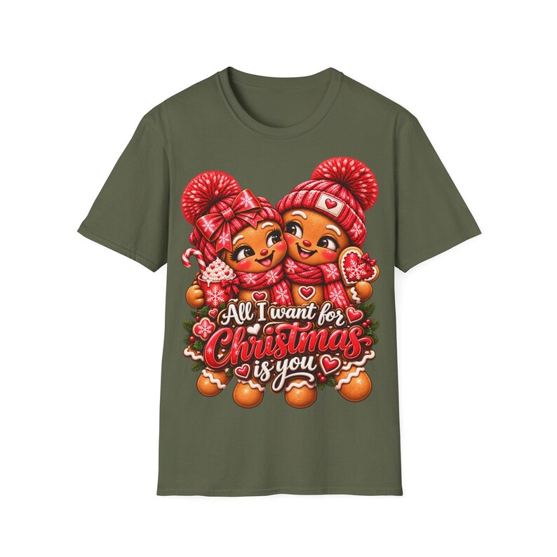 クリスマスに欲しいのはあなただけTシャツ、ジンジャーブレッドカップルのクリスマスTシャツギフト 画像 3