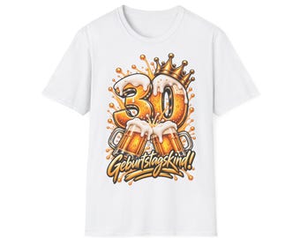 30th Birthday Shirt, Beer, Beer Mugs, Crown, Birthday Boy, Men's T-Shirt, Gift for a 30th